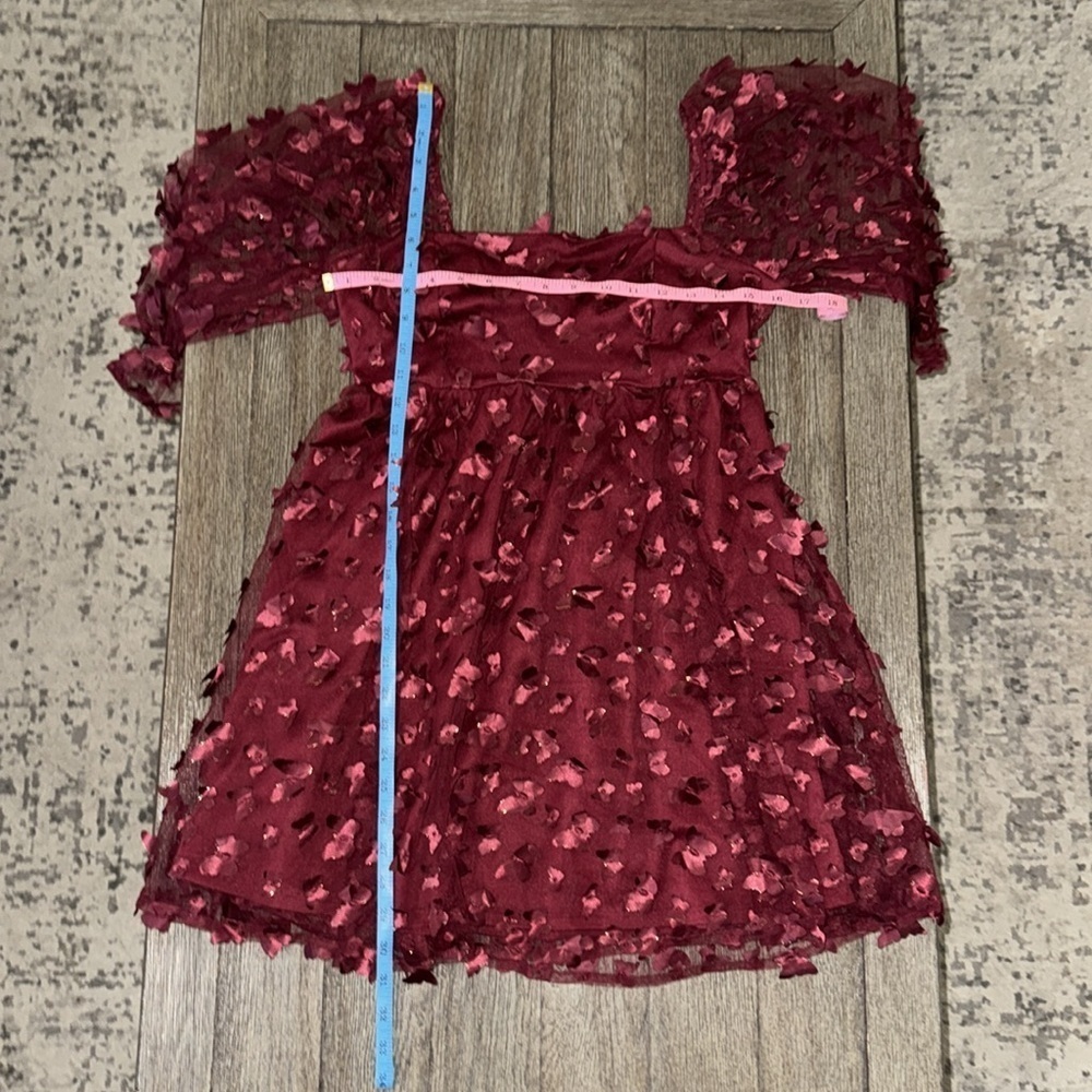 Thirty/Thirty Burgundy Butterfly Appliqué Mini Dress - Picture 8 of 10